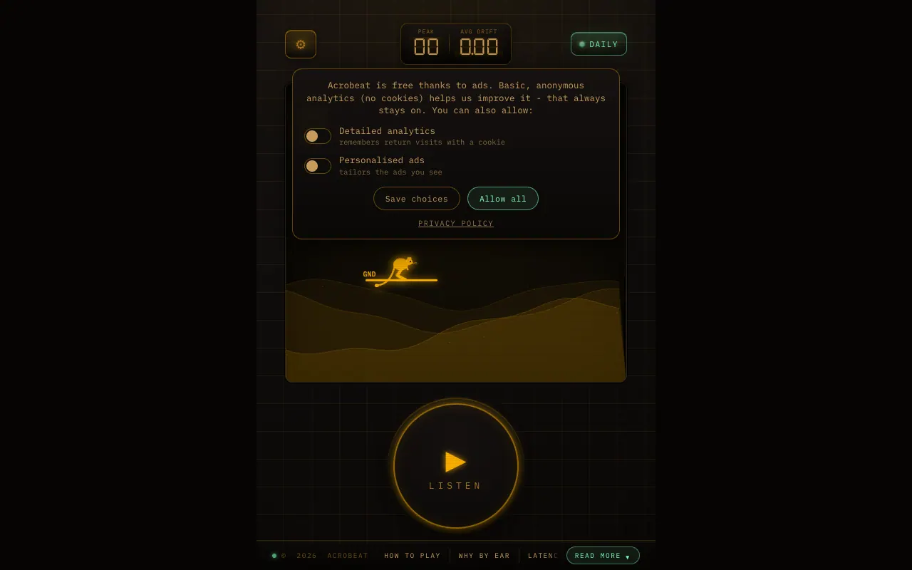 Screenshot of Acrobeat — a game like Wordle