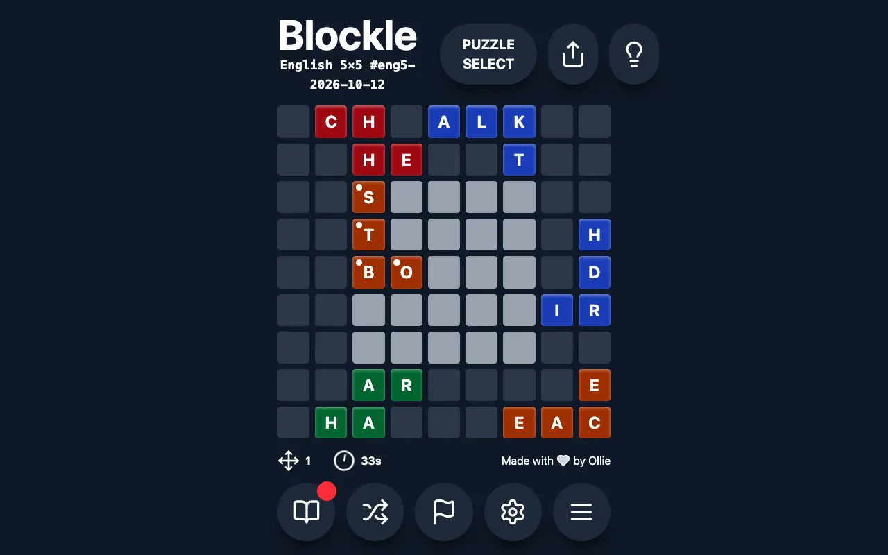 Screenshot of Blockle — a game like Wordle