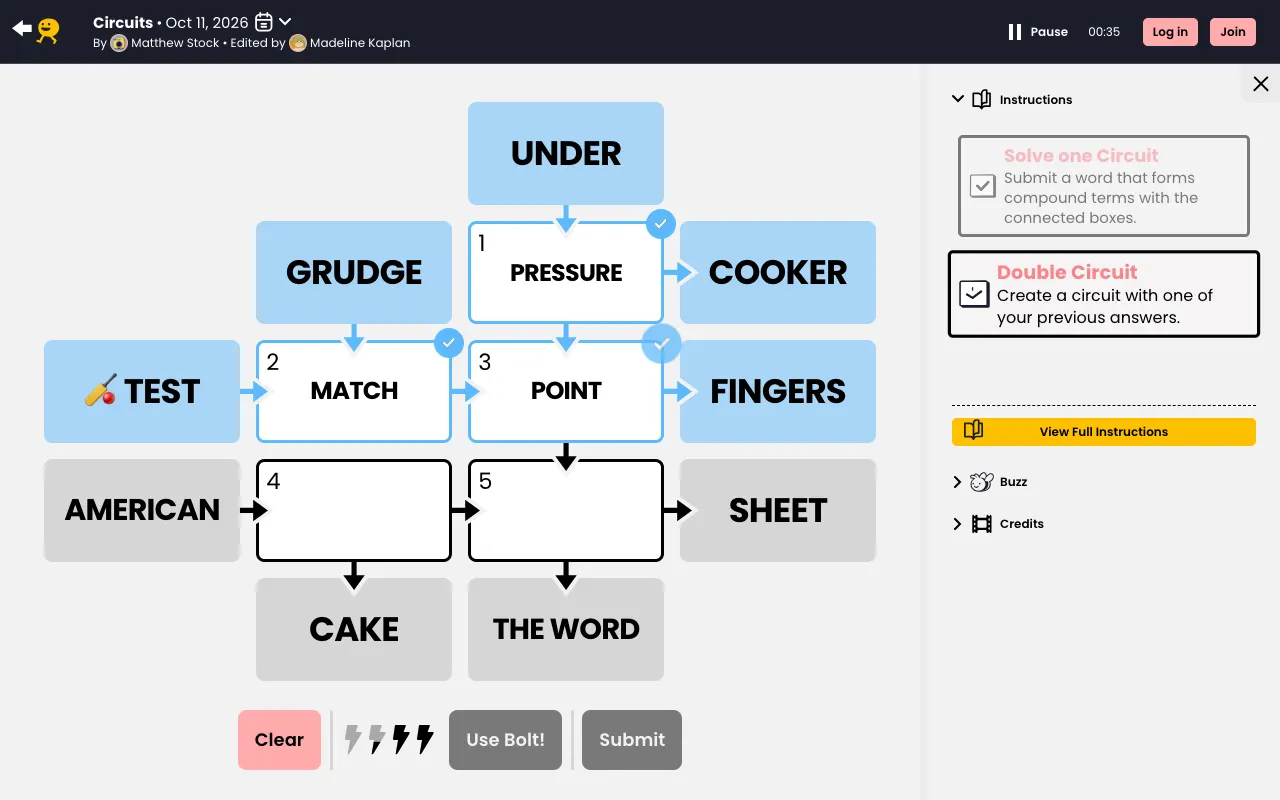 Screenshot of Circuits — a game like Wordle