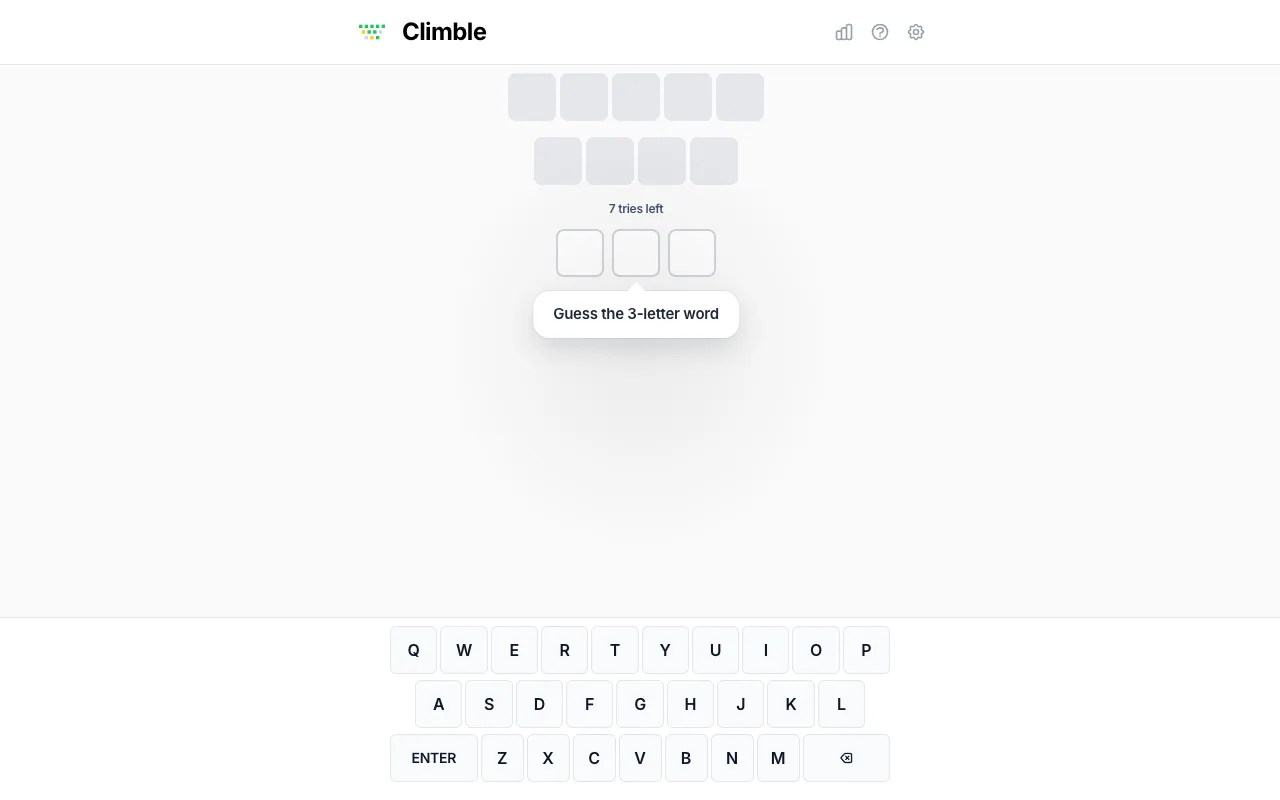 Screenshot of Climble — a game like Wordle