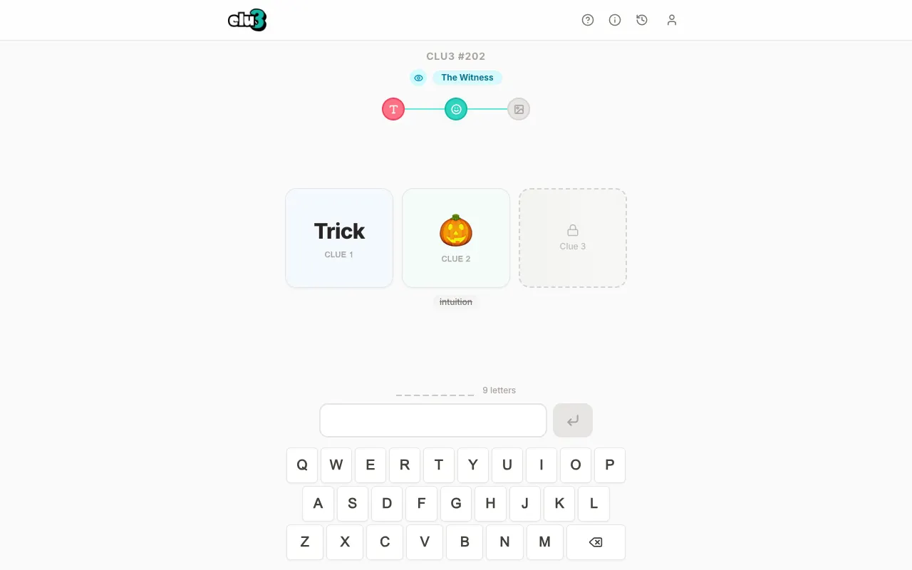 Screenshot of Clu3 — a game like Wordle