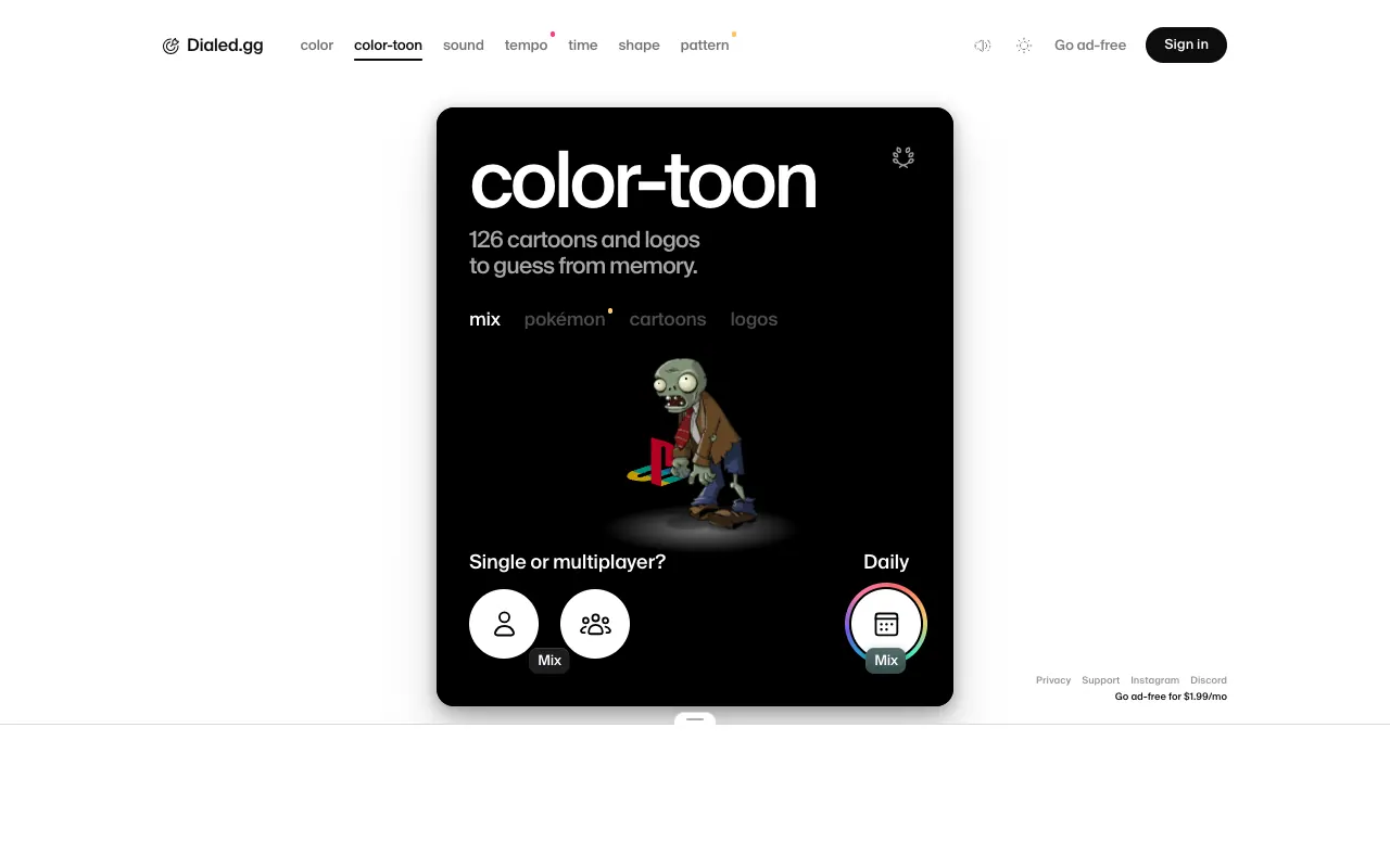 Screenshot of Color Toon — a game like Wordle