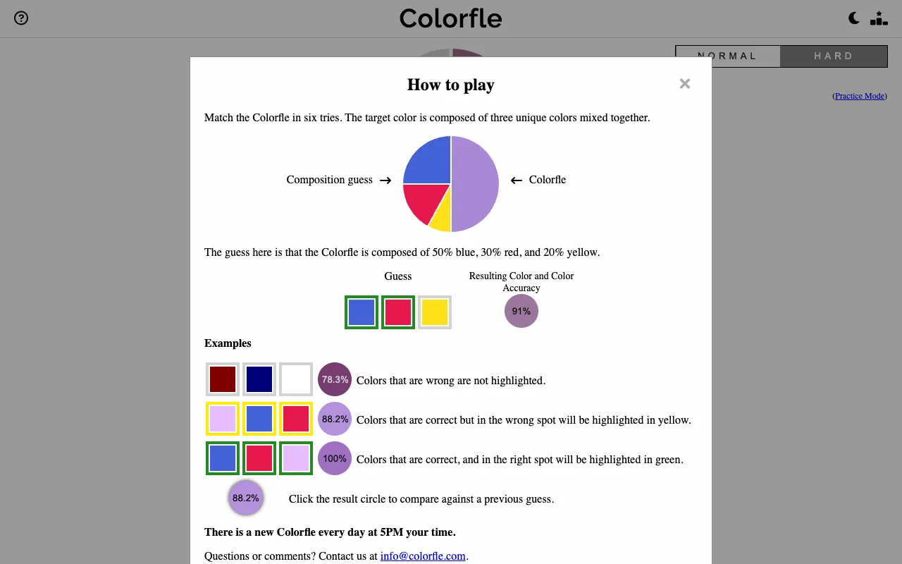 Screenshot of Colorfle — a game like Wordle