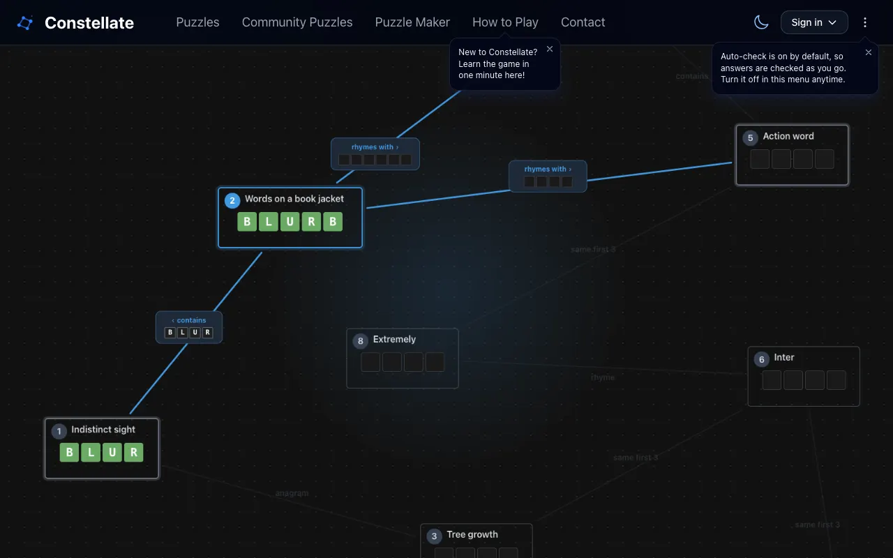 Screenshot of Constellate — a game like Wordle