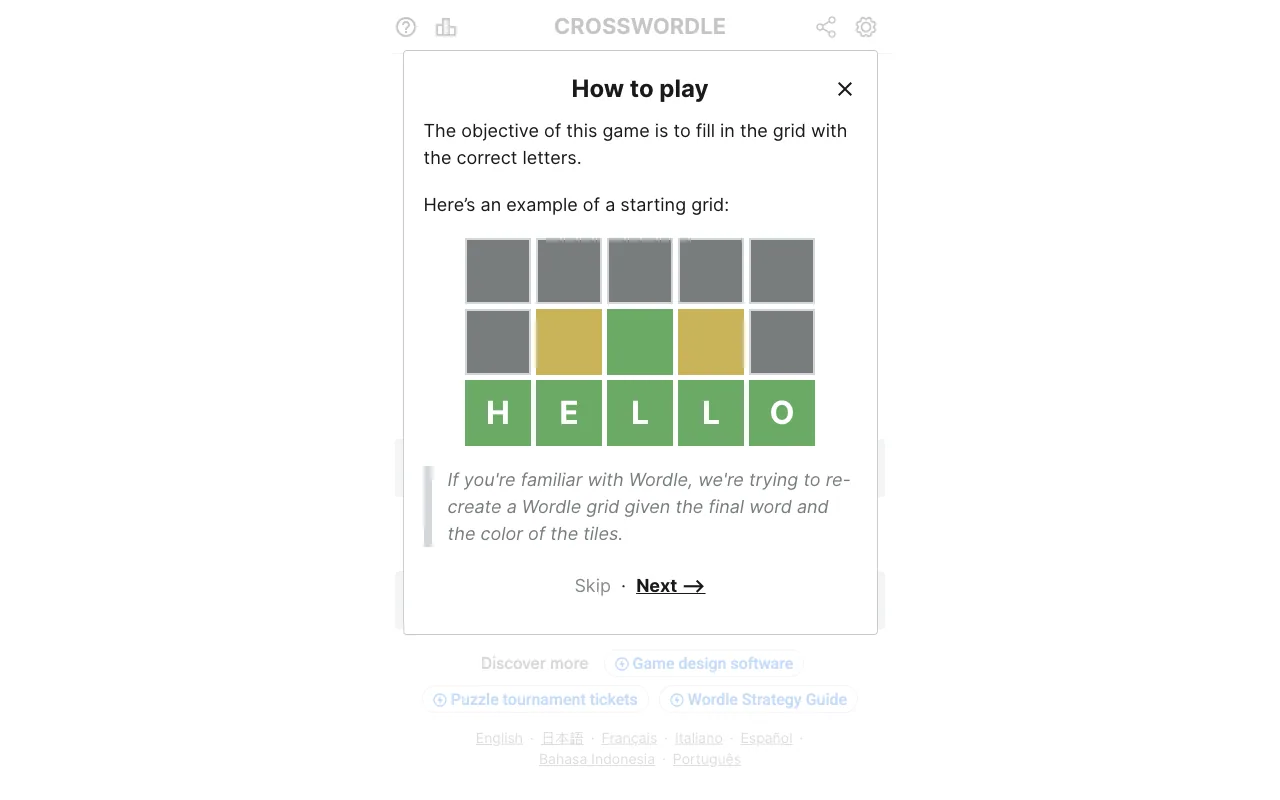Screenshot of Crosswordle — a game like Wordle