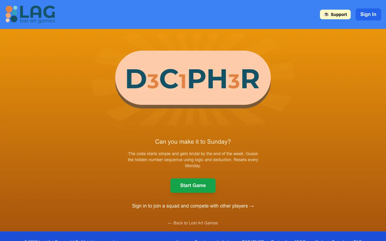 Screenshot of D3C1PH3R — a game like Wordle