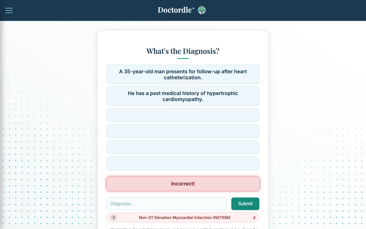 Screenshot of Doctordle — a game like Wordle