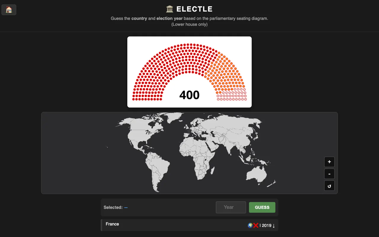 Screenshot of Electle — a game like Wordle