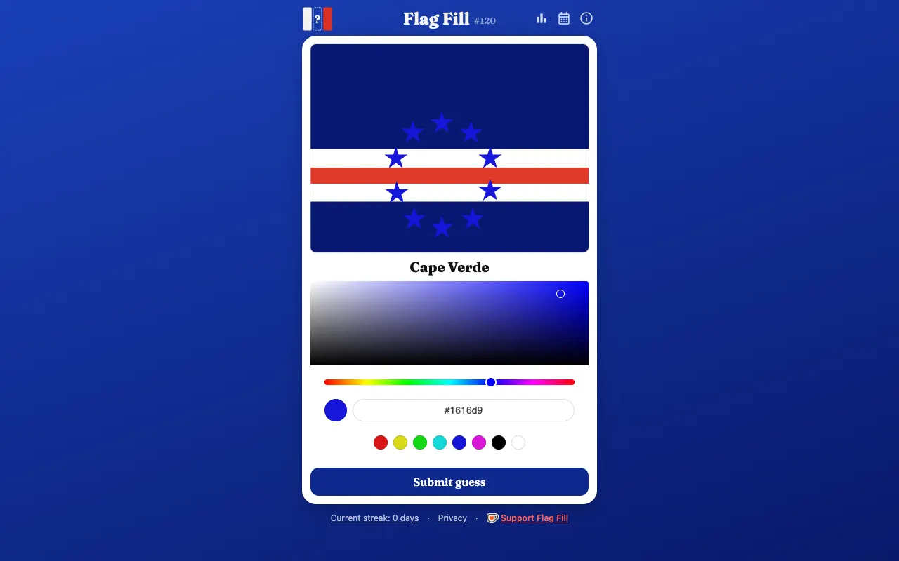 Screenshot of Flag Fill — a game like Wordle