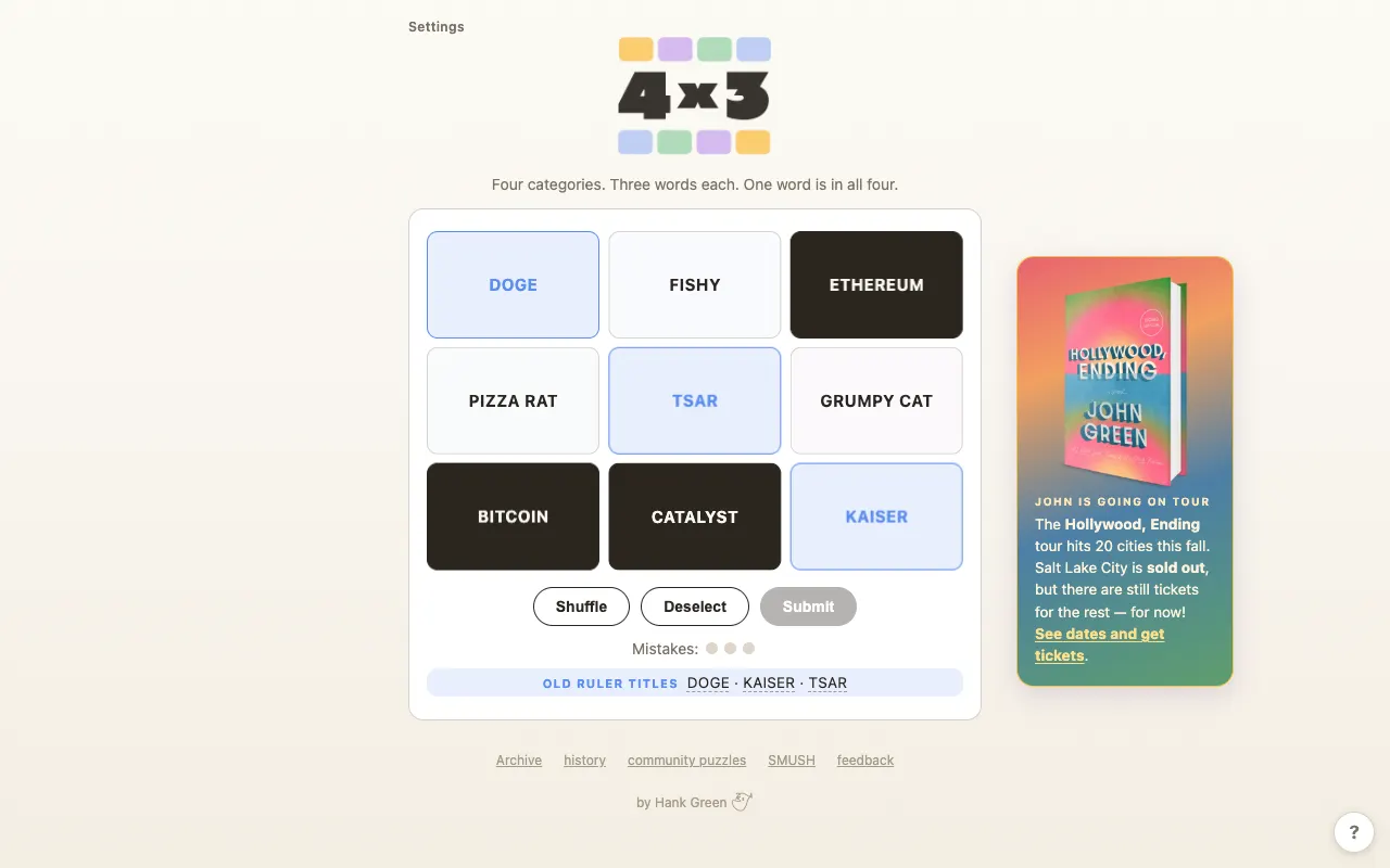 Screenshot of 4 x 3 — a game like Wordle