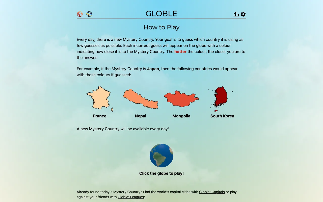Screenshot of Globle — a game like Wordle
