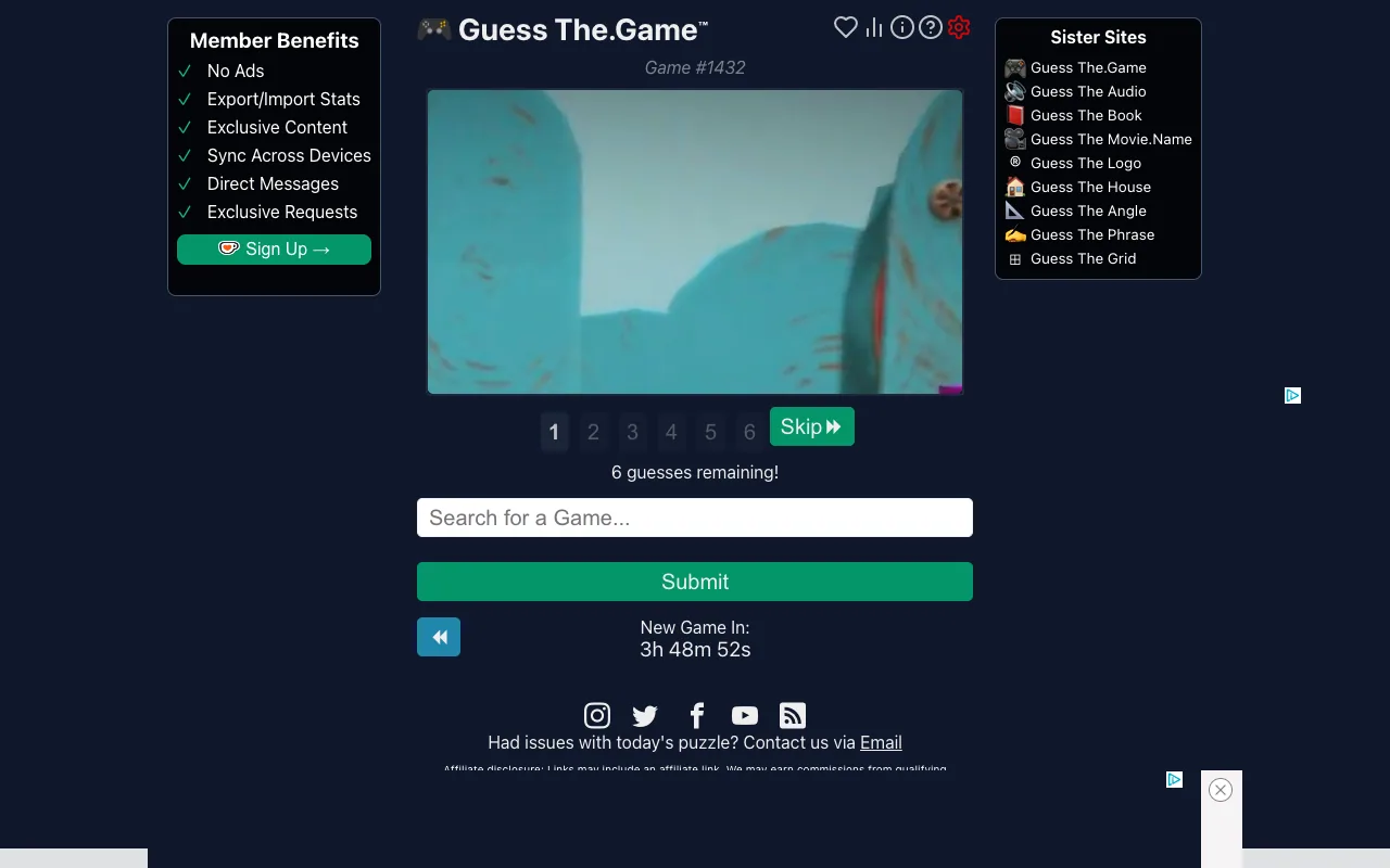 Screenshot of Guess The Game — a game like Wordle