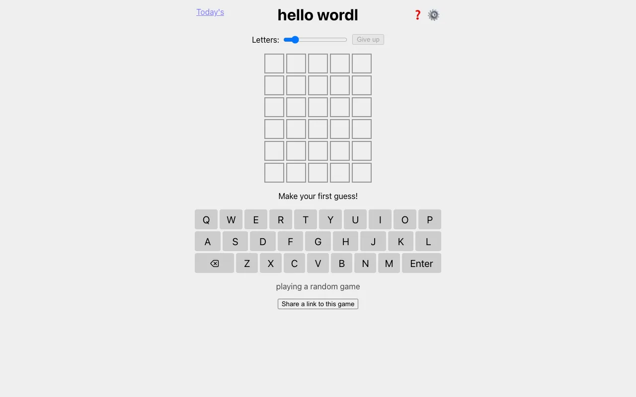 Screenshot of Hello Wordl — a game like Wordle