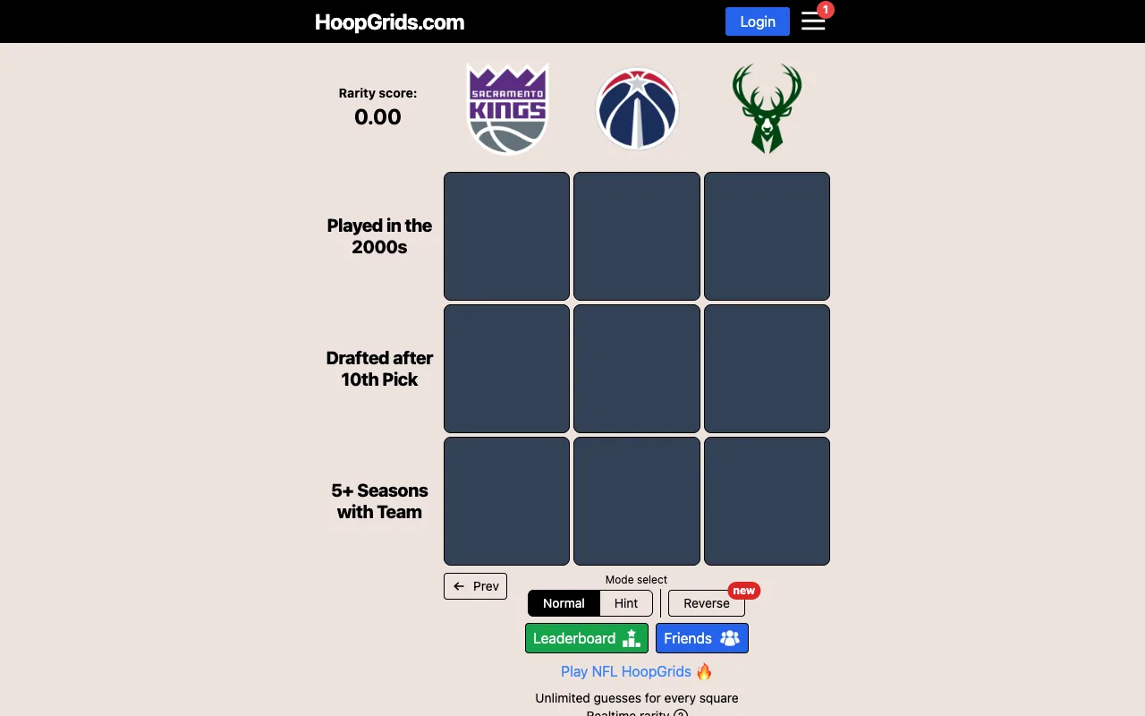 Screenshot of HoopGrids — a game like Wordle