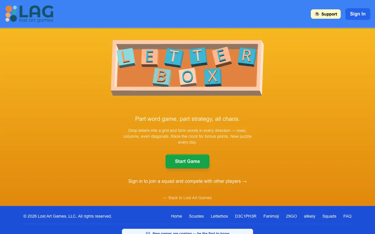 Screenshot of Letterbox — a game like Wordle