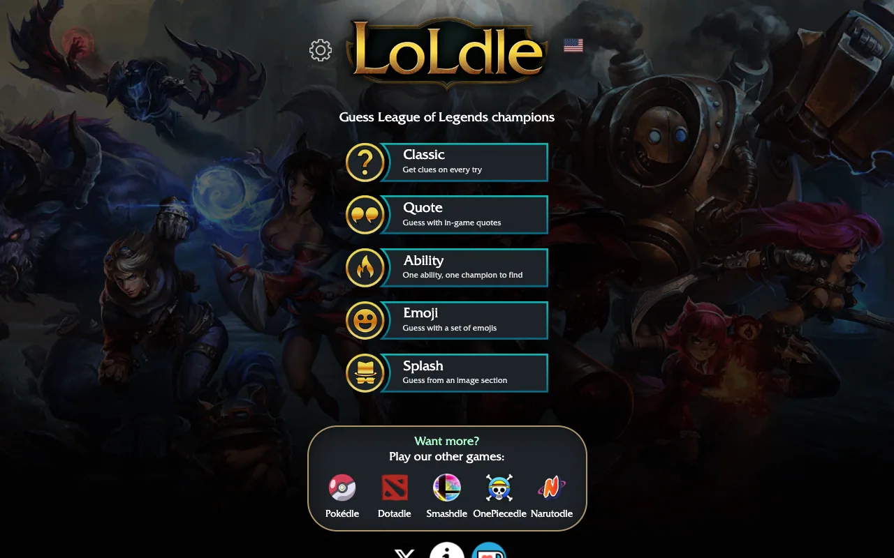 Screenshot of LoLdle — a game like Wordle