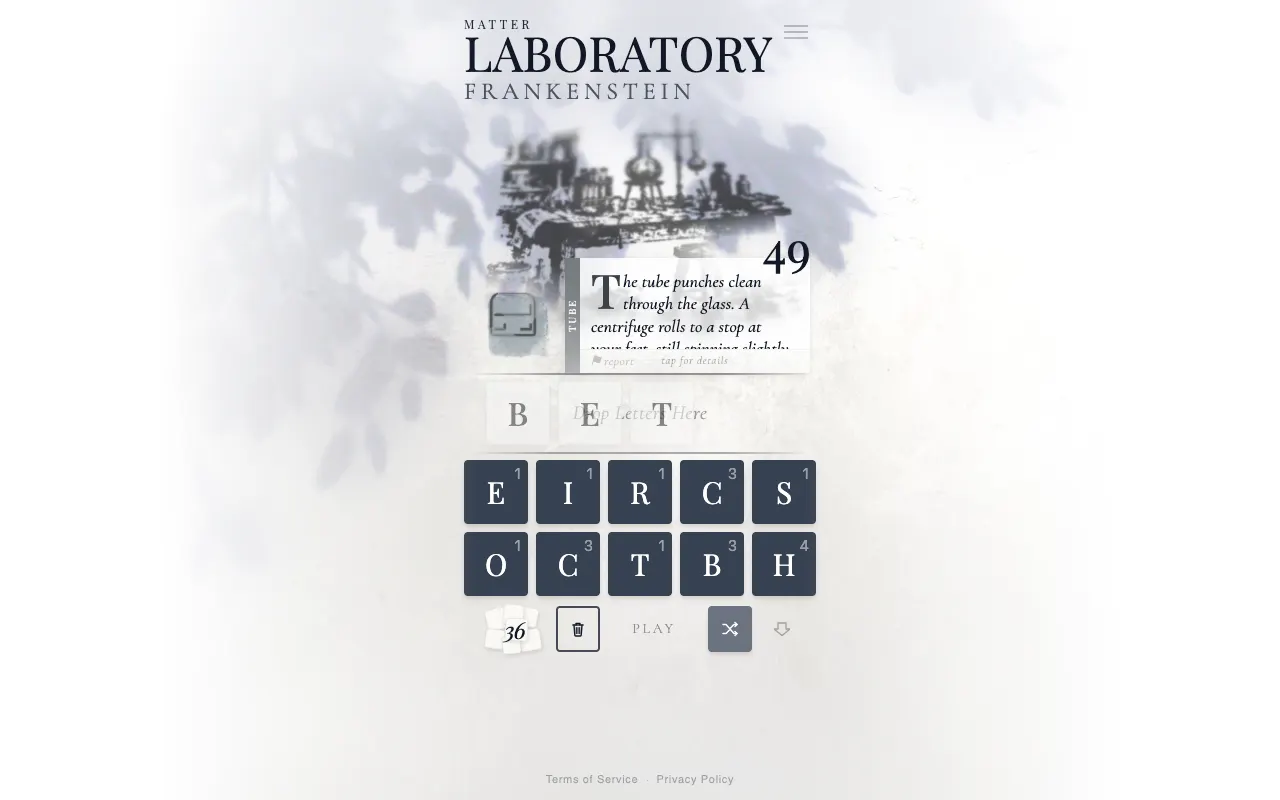 Screenshot of Matter — a game like Wordle