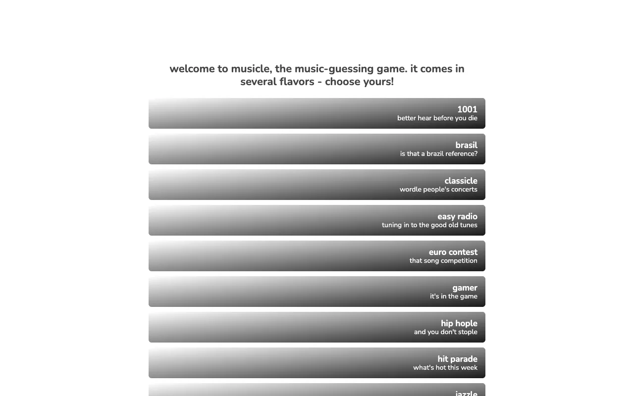 Screenshot of Musicle — a game like Wordle