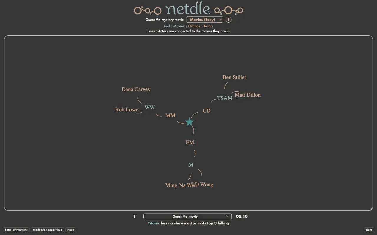 Screenshot of Netdle Movies — a game like Wordle