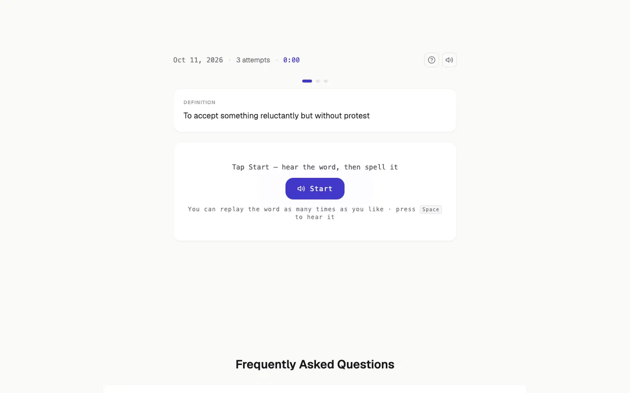 Screenshot of No Spell Check — a game like Wordle