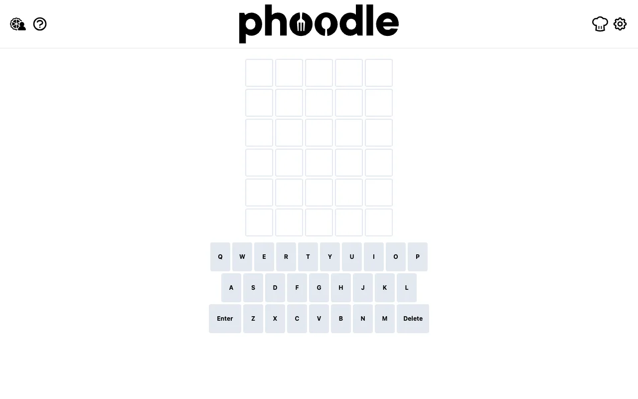 Screenshot of Phoodle — a game like Wordle