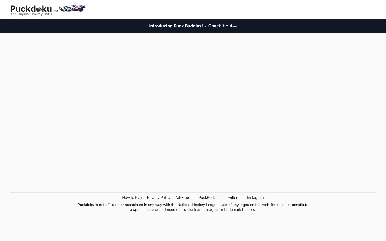 Screenshot of Puckdoku — a game like Wordle