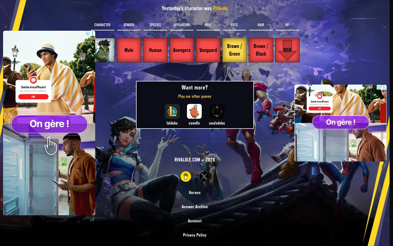 Screenshot of Rivaldle — a game like Wordle