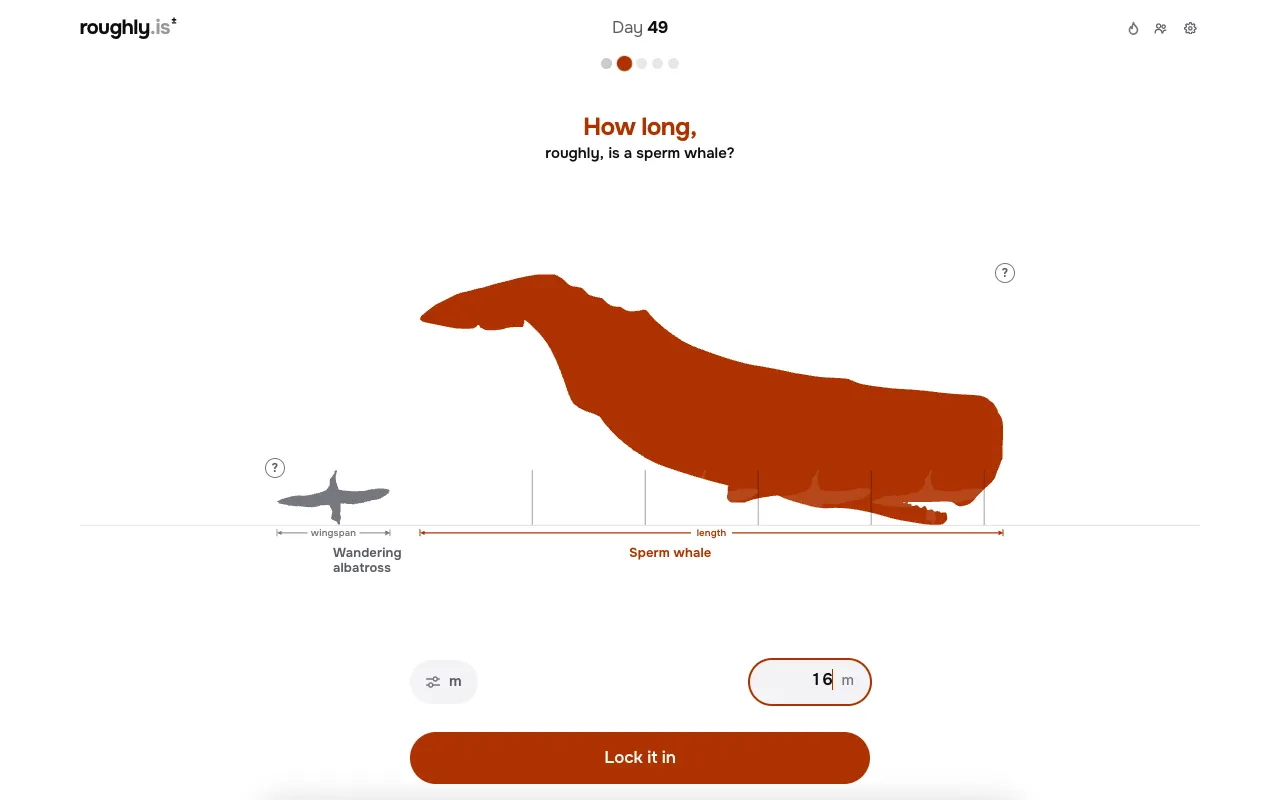 Screenshot of Roughly: How Big? — a game like Wordle