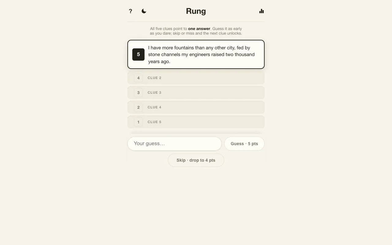 Screenshot of Rung — a game like Wordle