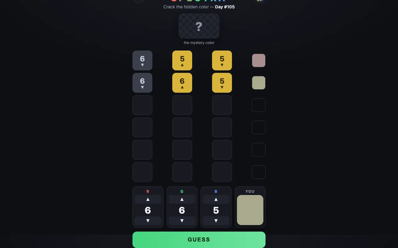 Screenshot of Spectra — a game like Wordle