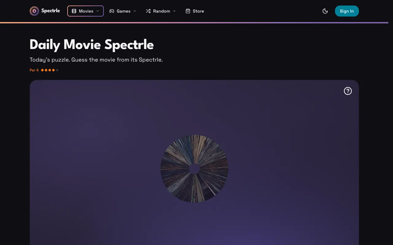 Screenshot of Spectrle — a game like Wordle