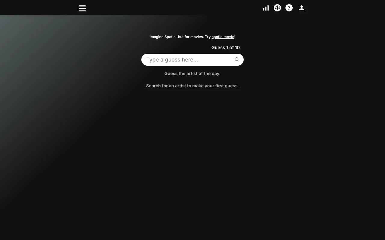 Screenshot of Spotle — a game like Wordle