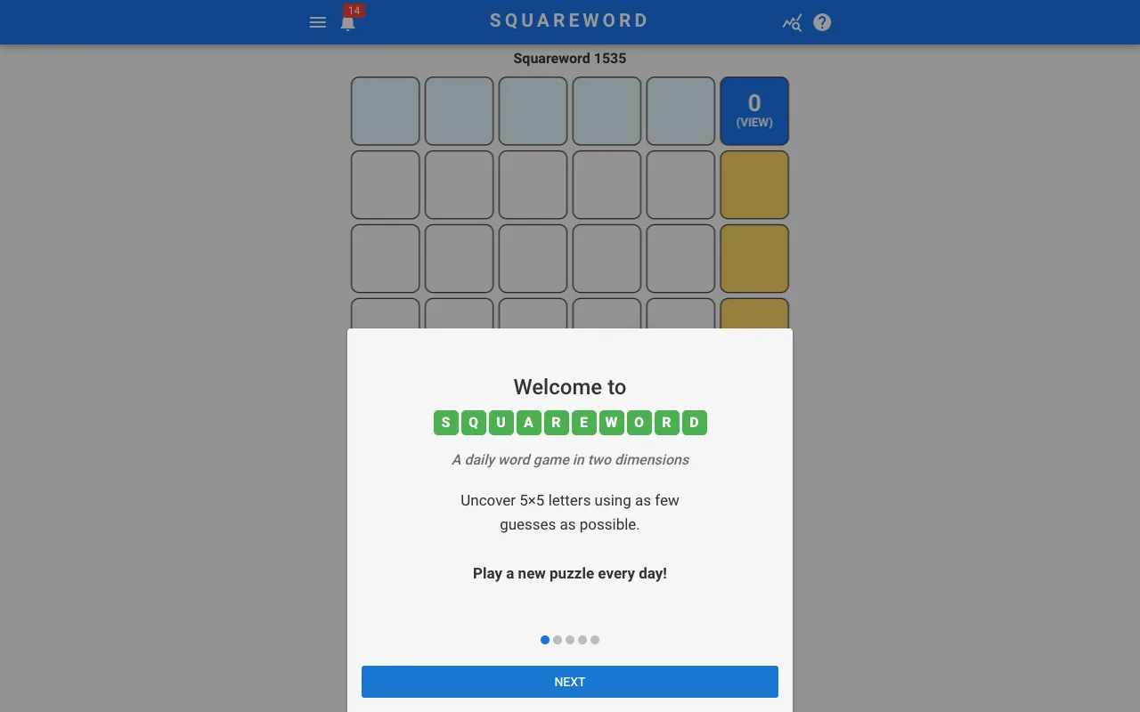 Screenshot of Squareword — a game like Wordle