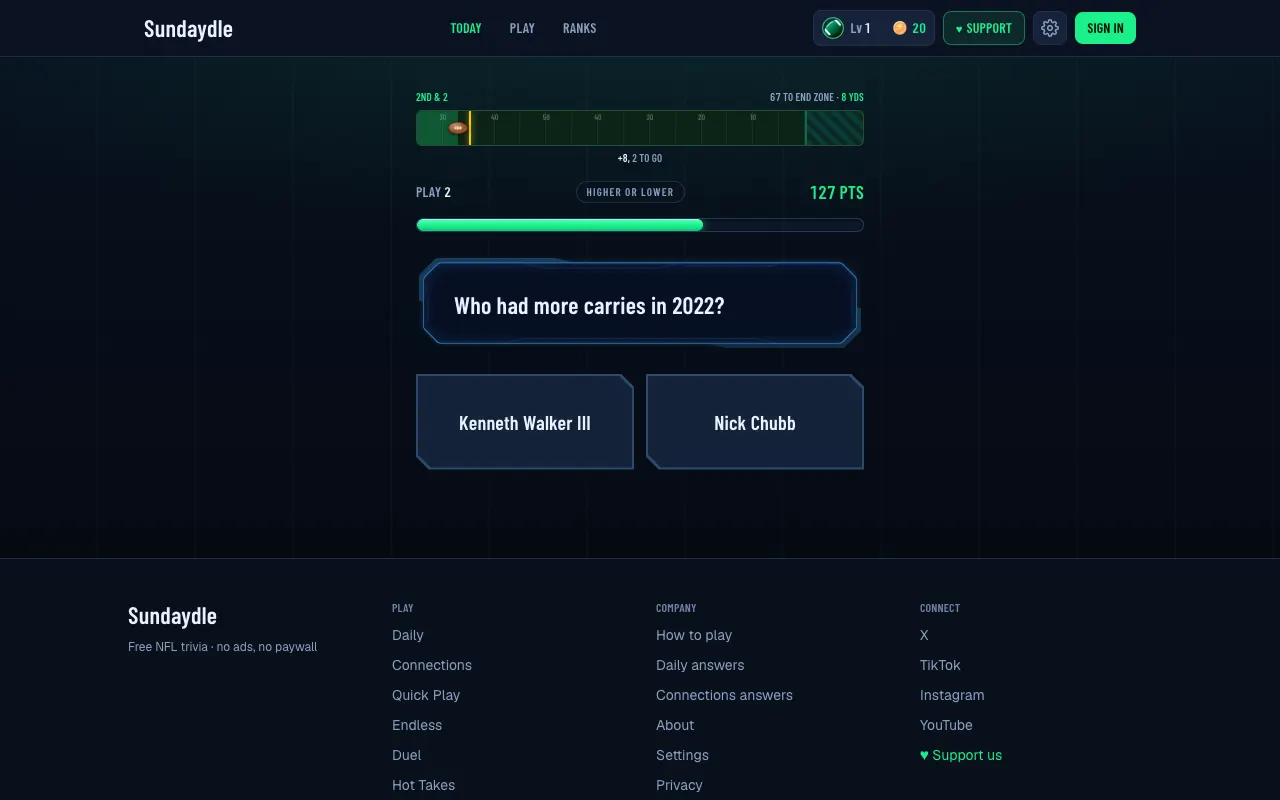 Screenshot of Sundaydle — a game like Wordle