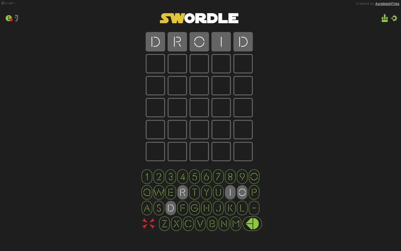 Screenshot of Swordle — a game like Wordle