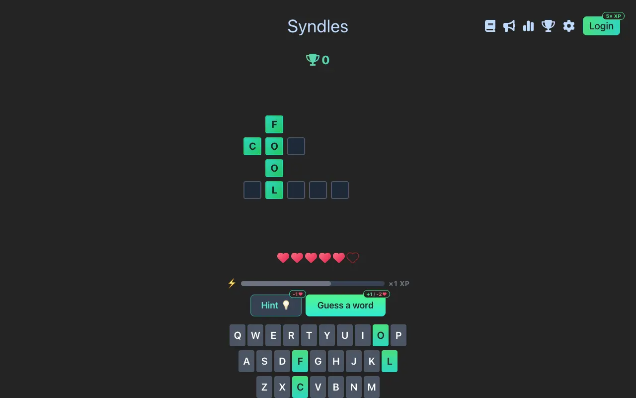 Screenshot of Syndles — a game like Wordle