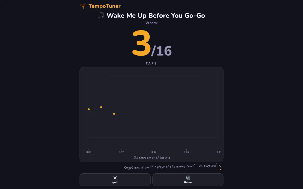Screenshot of TempoTuner — a game like Wordle