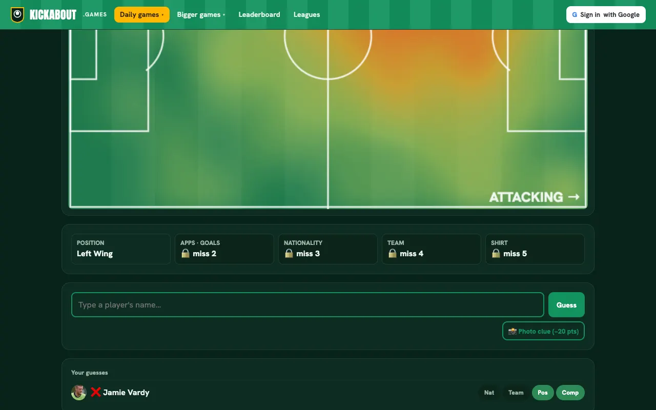 Screenshot of The Heatmap — a game like Wordle