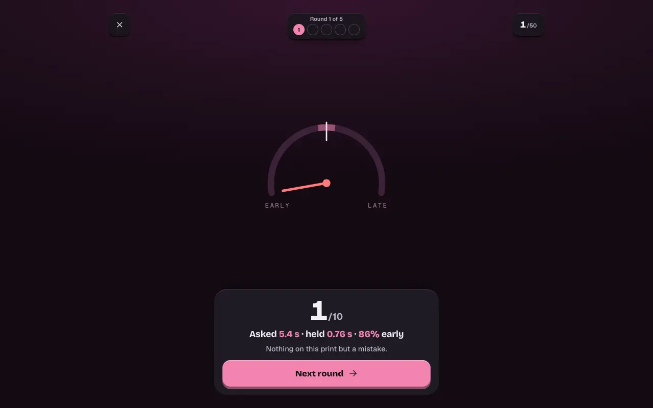 Screenshot of Timed — a game like Wordle