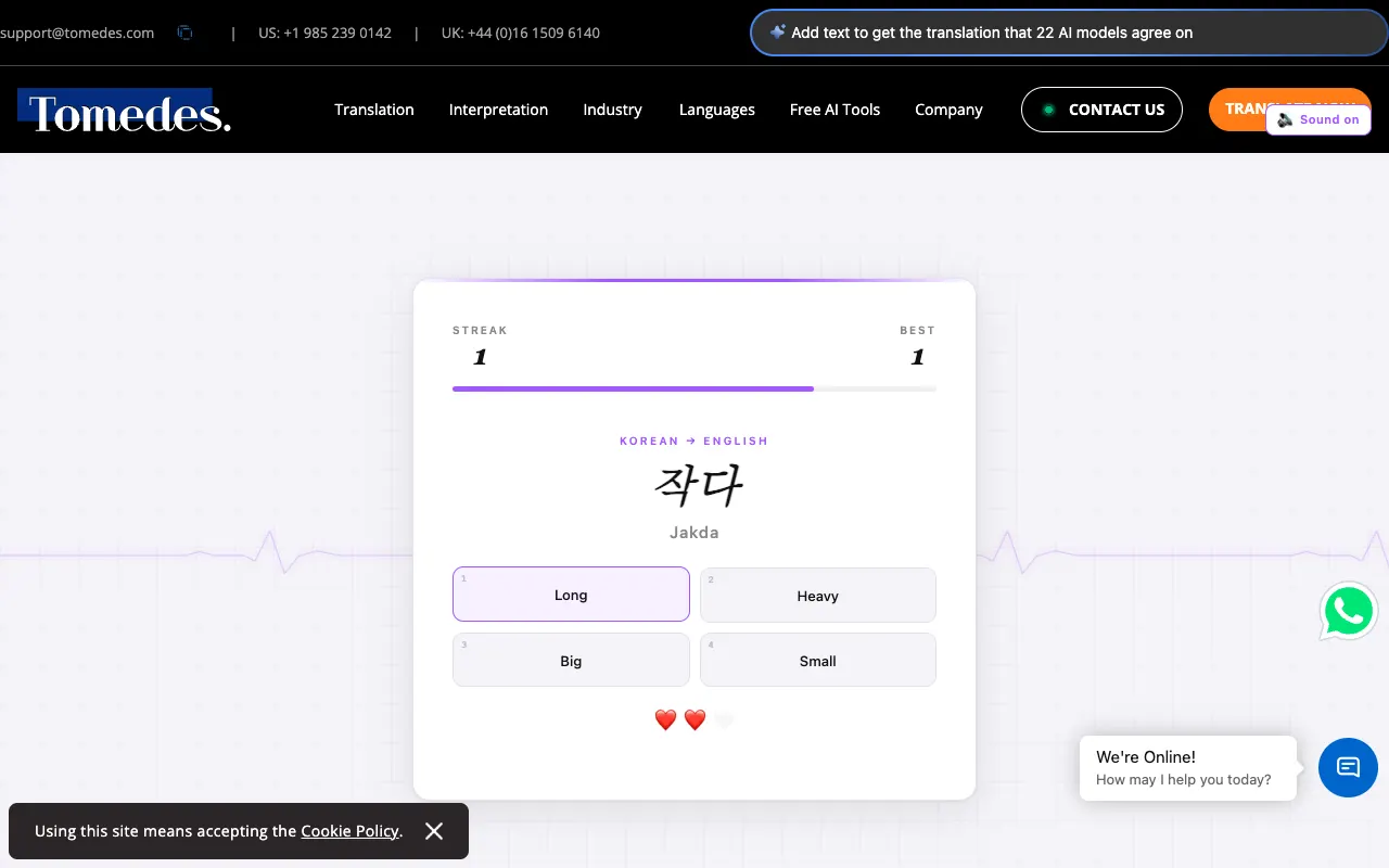 Screenshot of Translate or Die — a game like Wordle