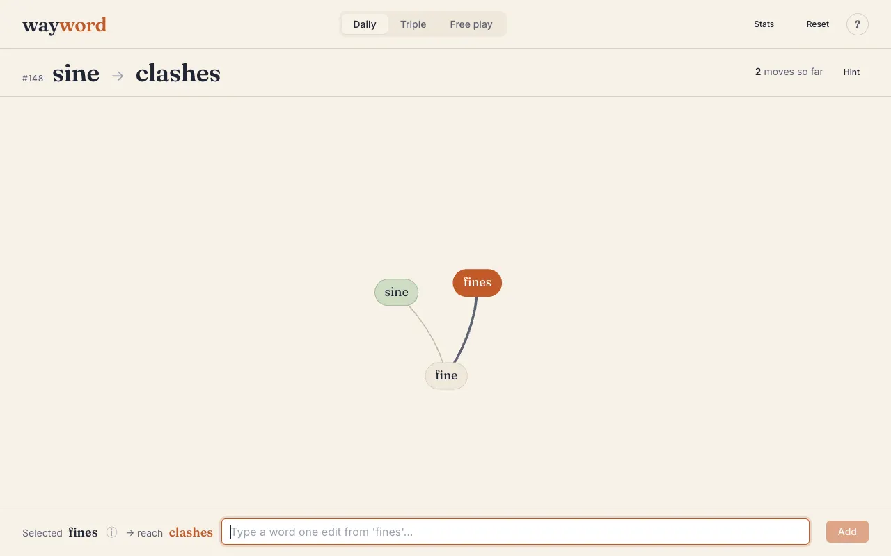 Screenshot of Wayword — a game like Wordle