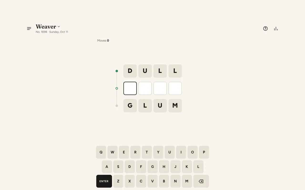 Screenshot of Weaver — a game like Wordle