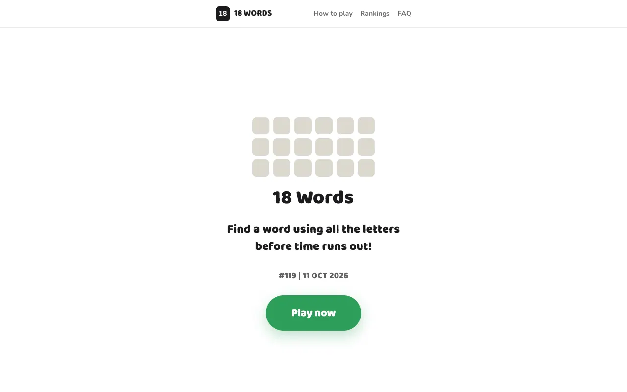 Screenshot of 18 Words — a game like Wordle