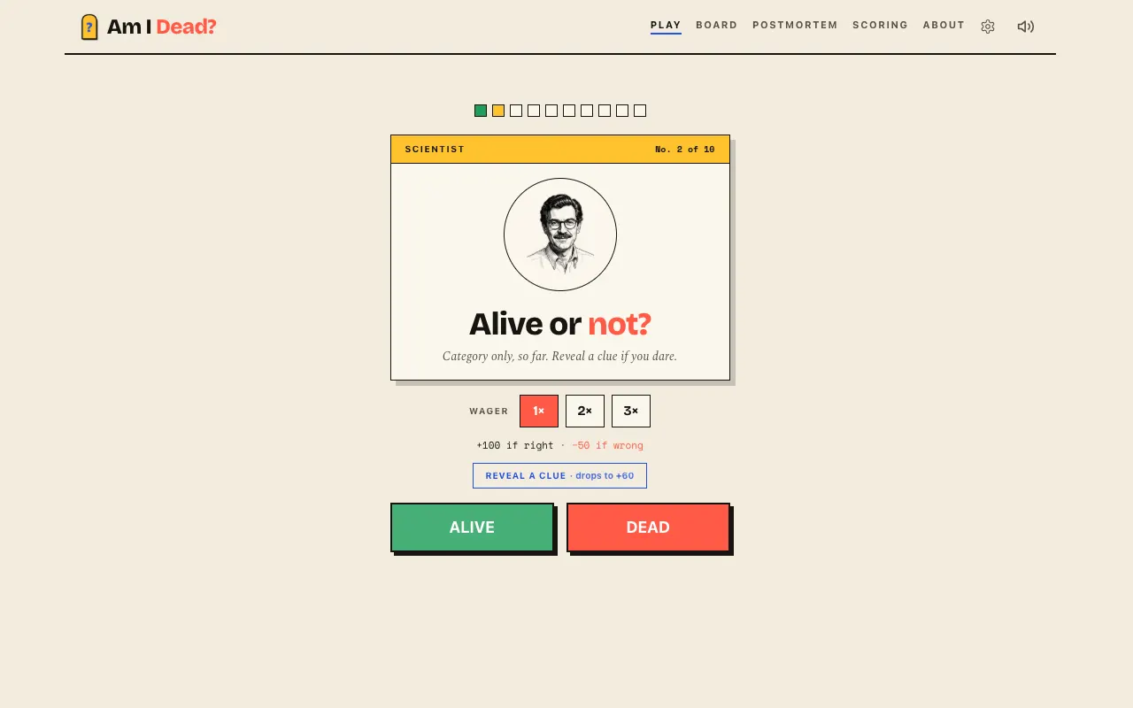 Screenshot of Am I Dead? — a game like Wordle