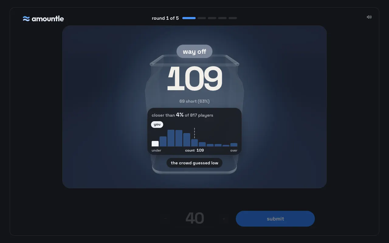 Screenshot of Amountle — a game like Wordle
