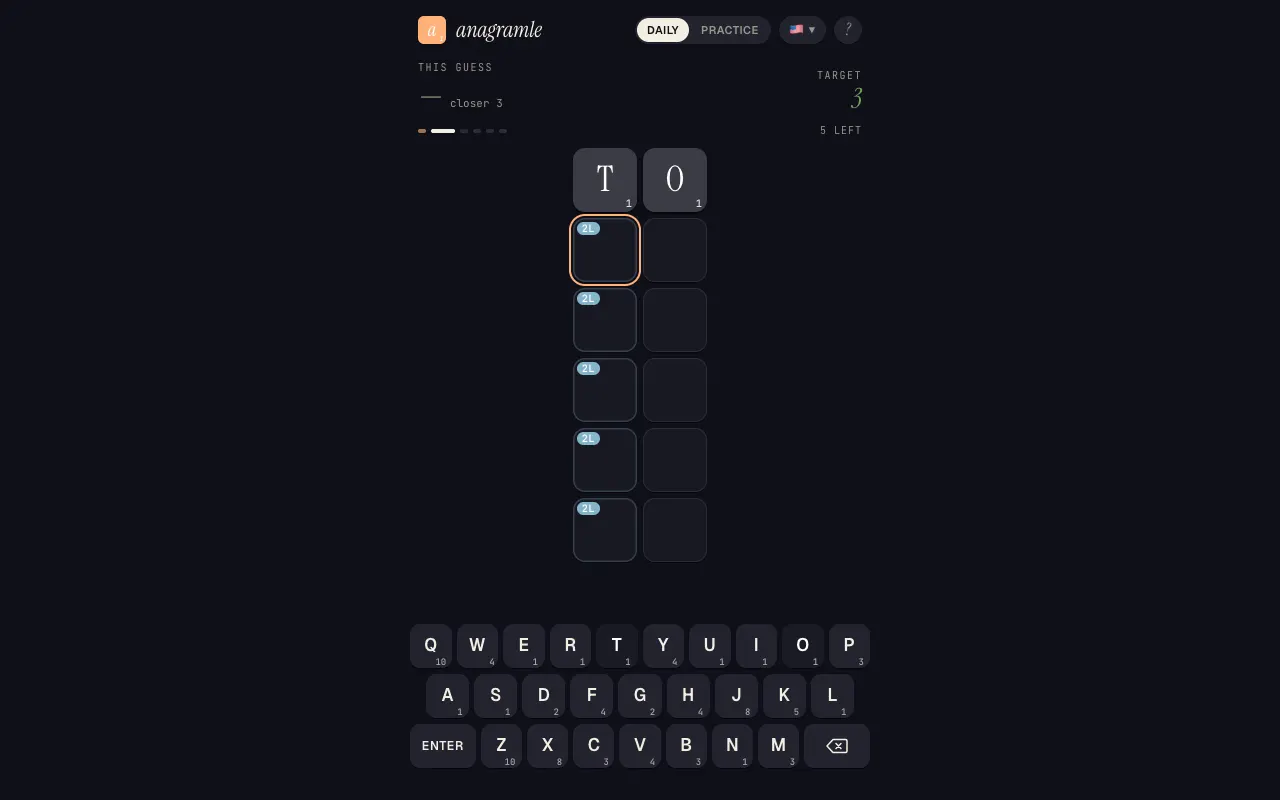 Screenshot of Anagramle — a game like Wordle