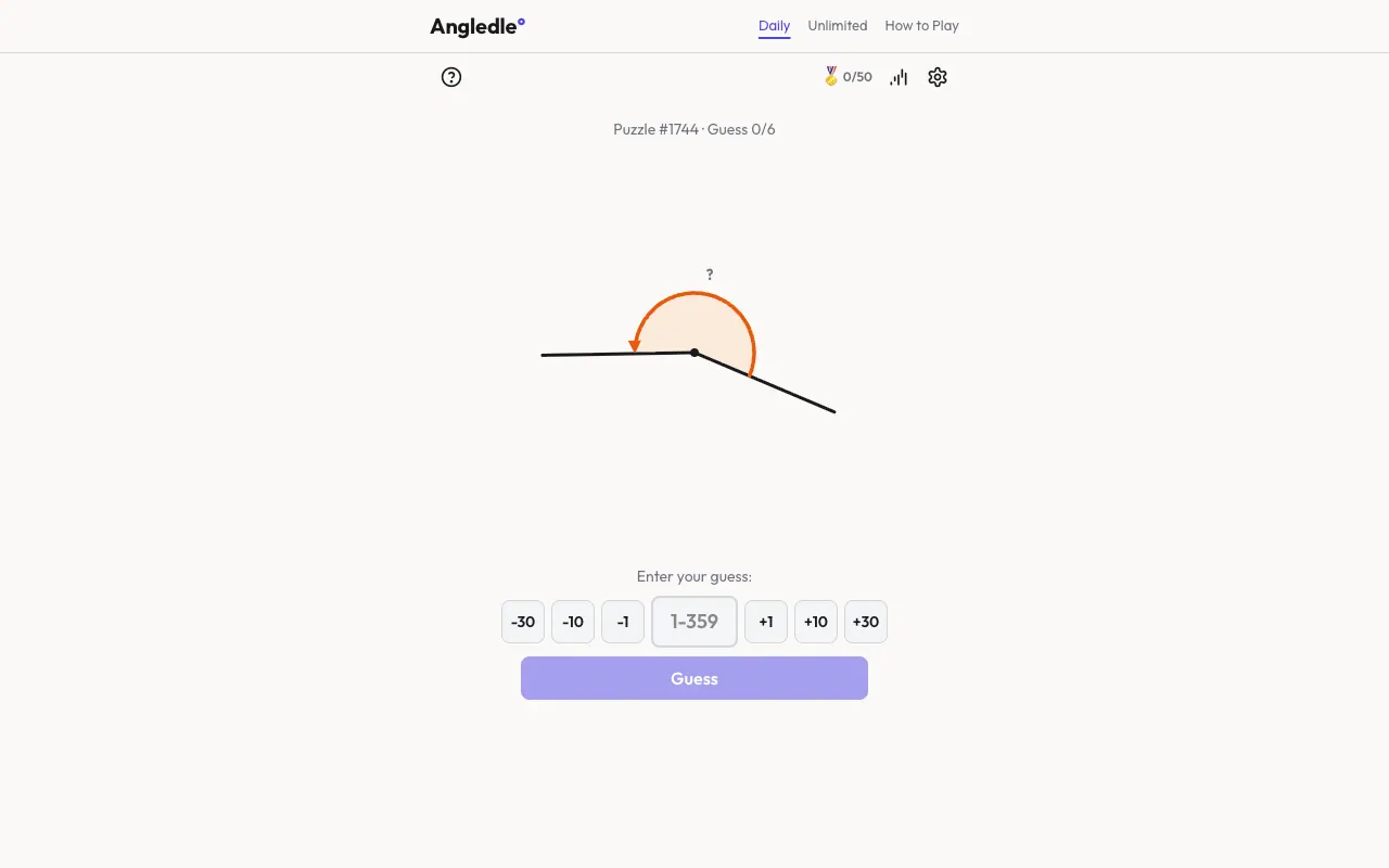 Screenshot of Angledle — a game like Wordle