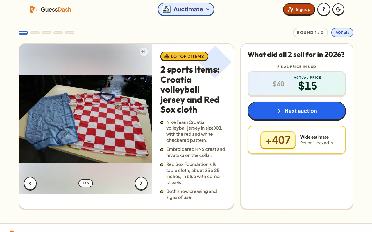 Screenshot of Auctimate — a game like Wordle