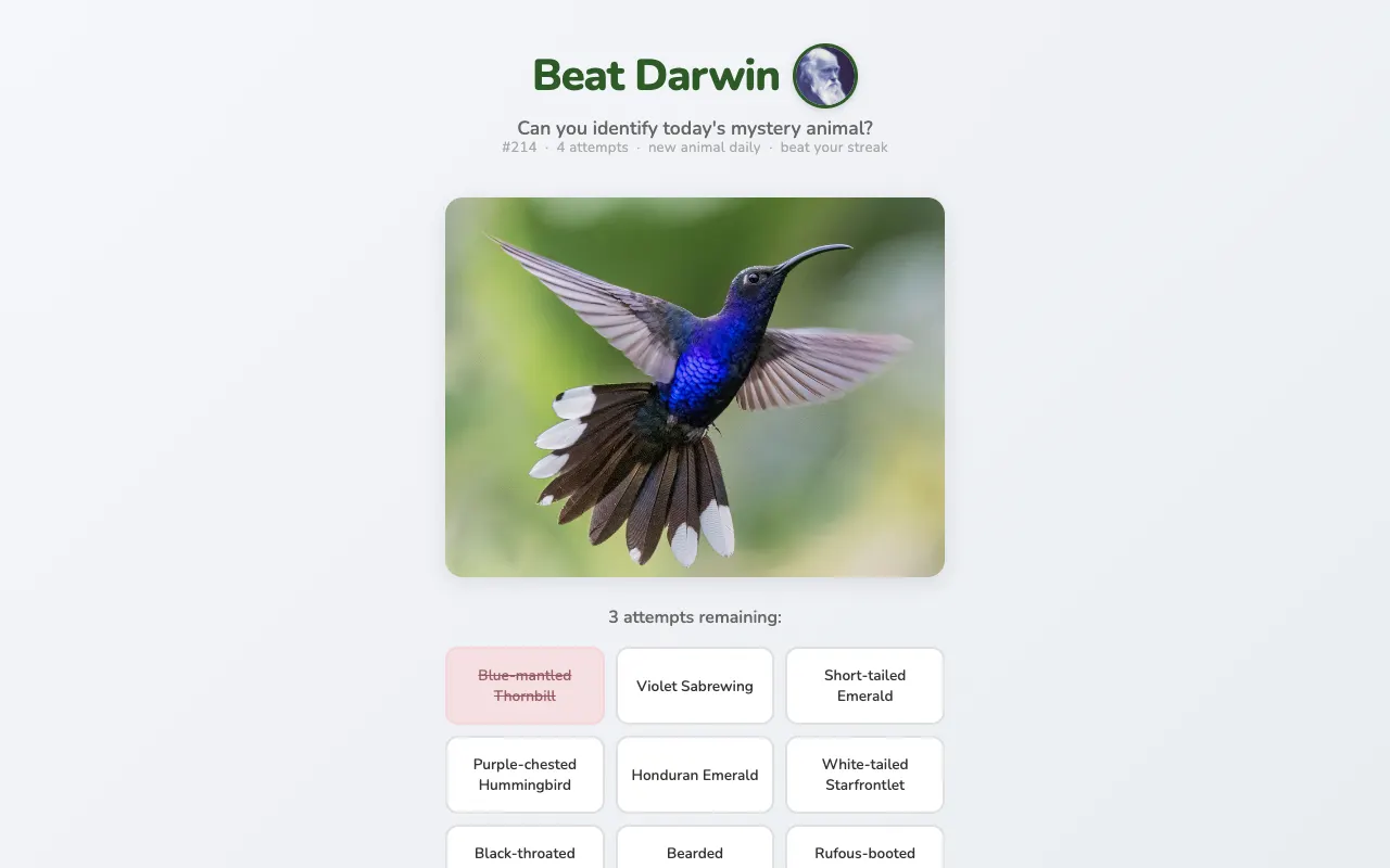 Screenshot of Beat Darwin — a game like Wordle