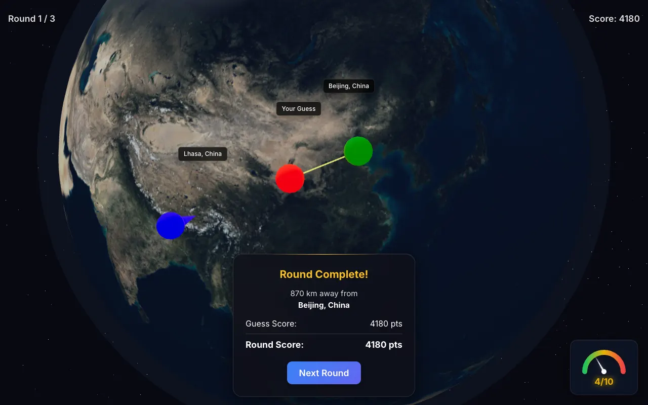 Screenshot of BlindGlobe — a game like Wordle
